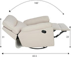 Reclining Sofa Rocking Recliner Chair Manual Adjustable 360 Swivel with Ergonomics Overstuffed Lumbar Arm Support Natural Fabric Surface Made for Living Room, Bedroom, Nursery, Milk White