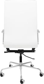 Laura Davidson Furniture Lexi II Padded Office Chair - Tall Back Desk Chair with Arm Rest, Swivel & Cushion Availability, Made of Faux Leather, White, Computer Chair