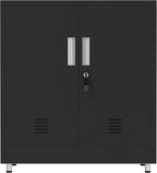 Metal Storage Cabinet with Locking Doors and Adjustable Shelf, Small Lockable Sideboard Buffet Cabinet for Home, Office, Entryway, Hallway, Living Room, Kitchen and Dining Room (Black)