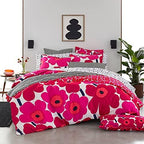Marimekko - King Duvet Cover Set, Cotton Bedding with Matching Shams & Button Closure, All Season Home Decor (Unikko Red, King)