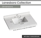 Hanover 31 Set Includes w, White Lanesboro 31'' Vanity Sink Combo for Bathroom, Powder Room | Pre-Assembled 1 Door, 3 Drawers | Accent Mirror | Artificial Stone Countertop, Cabinet, 31 inches