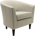 Pemberly Row 17.5" Traditional Fabric Club Chair in Beige Finish