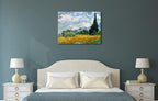 Wieco Art Wheat Field with Cypresses by Van Gogh Classical Oil Paintings Reproduction Large Modern Canvas Print Wall Art Landscape Pictures Stretched and Framed Giclee s Artwork for Home