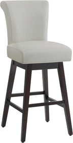 CHITA 30 Inch Counter Height Swivel Bar Stools Set of 2, FSC Certified Modern Upholstered Faux Leather Swivel Barstool Chairs with Back, Creamy Grey