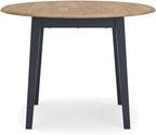 Signature Design by Ashley Gesthaven Modern Dining Drop Leaf Table with 4 Legs, Light Brown & Blue