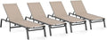 Patio Chaise Lounge Chair Set of 4, Foldable Lounge Chair for Outside, Aluminum Chairs with 5 Adjustable Backrest, Outdoor Pool Lounger for Poolside, Lawn, Deck, Khaki