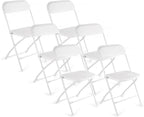 6 Pack White Folding Chairs, Portable Stackable Commercial Foldable Chair, Indoor Outdoor Plastic Folding Chair for Events/Office/Home/Wedding/Party, 400lbs Capacity