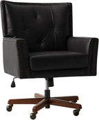 HULALA HOME Modern Home Office Chair with Tilt Lock & Metal Base, Desk Chair with 360° Swivel & Tilt Function, Height Adjustable, Wide Seat Computer Task Chair with Wheels & Padded Cushion, Black