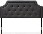 Maykoosh Adjustable Wood Post Headboard - Button Tufted Upholstered Bedroom Headboard Queen/Dark Gray