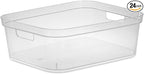 Sterilite 5.25 x 12.25 x 15 Inch Medium Modern Storage Bin w/Comfortable Carry Through Handles & Banded Rim for Household Organization, Clear 24 Pack