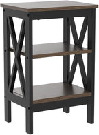 VECELO Modern Nightstands X-Design Side End Table Night Stand with Storage Shelf for Bedroom,Living Room,Set of 2 (Brown A2)