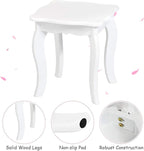 Costzon Kids Vanity, Girls Vanity Set with Tri-Folding Mirror, Stool, Storage Drawer, Princess Toddler Makeup Vanity Desk Dressing Table, Wooden Kids Vanity Table and Chair Set (White)
