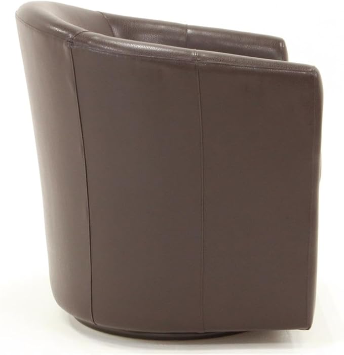 Pemberly Row 19" H Faux Leather Swivel Club Chair in Dark Brown