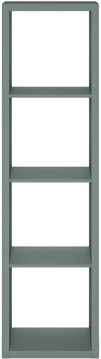 Furinno Cubicle Book Shelf, 4-Cube Vertical Thick Frame Bookshelf, Horizontally & Vertically Reversible Bookcase with Open Back, 14.6" x 15.9" x 58", for Living Room, Bedroom, Home Office, Sage Green