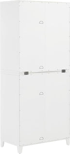 Crosley Furniture Roarke Glass Door China Hutch Kitchen Pantry Storage Cabinet with Doors and Shelves, White