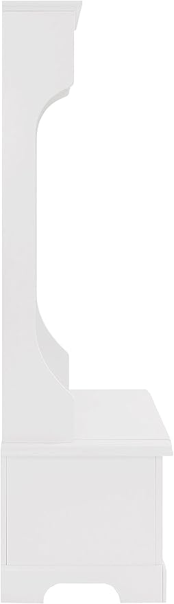 Crosley Furniture Campbell Hall Tree with Storage Bench and Coat Rack Hooks for Hanging, White
