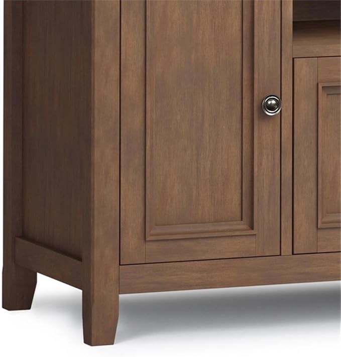 SIMPLIHOME Amherst 72-inch Wide Solid Wood TV Stand in Rustic Natural Aged Brown, Transitional-Style Media Console for Living Room with Cable Management and Adjustable Shelves, Fits 80" TVs