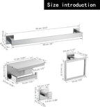 10-Piece Bathroom Hardware Kit - Brushed Finish SUS304 Stainless Steel Set, Featuring 2 x 23.6 Towel Bars, 2 Towel Rings, 2 Toilet Paper Holders & 4 Towel Hooks (Brushed Stainless) (Brushed Finish)