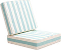 Outdoor Seat Cushions Set for Patio Furniture Deep Seating Patio Cushion Set Weather-Resistant Thick Cushions 25.6" W x 25.6" D x 5”T,Light Blue Stripes