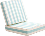 Outdoor Seat Cushions Set for Patio Furniture Deep Seating Patio Cushion Set Weather-Resistant Thick Cushions 25.6" W x 25.6" D x 5”T,Light Blue Stripes