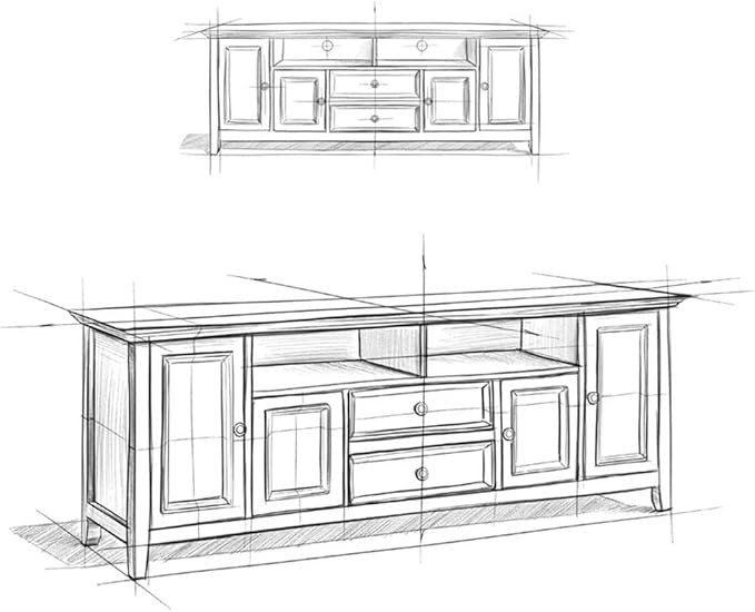 SIMPLIHOME Amherst 72-inch Wide Solid Wood TV Stand in Rustic Natural Aged Brown, Transitional-Style Media Console for Living Room with Cable Management and Adjustable Shelves, Fits 80" TVs