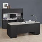 nbf signature series Carbon Steel Executive Desk 72" W x 30" D Planed Teak Ergonomic Computer Office Working PC Desk for Home and Office Use Stylish and Durable