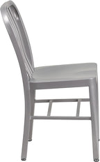 Flash Furniture Commercial Grade Silver Metal Indoor-Outdoor Chair