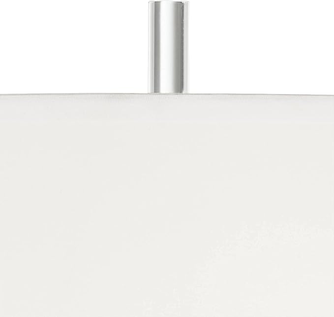 Possini Euro Design Cadence Modern Table Lamp 33" Tall with Round Riser Linear Clear Glass Rod White Linen Drum Shade for Bedroom Living Room House Home Bedside Nightstand Office Entryway Family