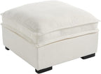 EALSON 26" Modern Module Ottoman for Modular Sectional Sofa Couch Comfy Linen Upholstered Cloud Ottoman for Living Room/Bedroom/Apartment/Office, White