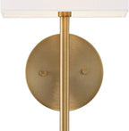 Possini Euro Design Favreau Modern Wall Sconce Lighting Warm Brass Gold Hardwired 16 1/4" High Fixture Rectangular Linen Shade for Bedroom Bedside Living Room Home Hallway Dining Kitchen