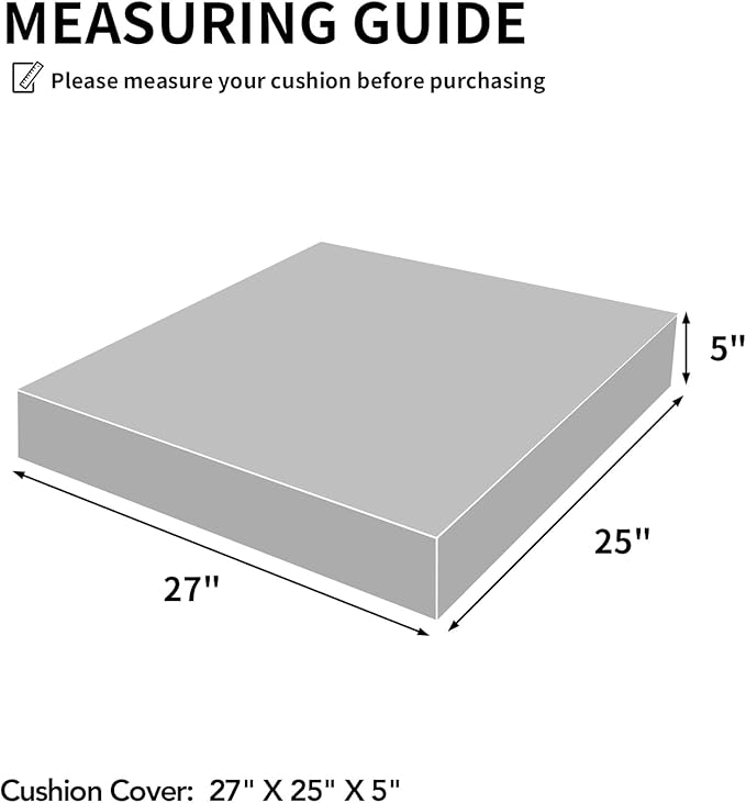 Easy-Going Waterproof Patio Cushion Covers ONLY Cover 27x25x5 inch 4 Pack Replacement Non-Slip Outdoor Seat Cushion Slipcover with Zipper. Dark Gray