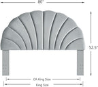 24KF Stunning Crown Design King Headboard, Upholstered Soft Velvet Petal Pattern Headboard King/CA King-Gray