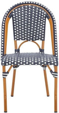 SAFAVIEH Outdoor Collection California Navy/White 18-inch Bistro Side Chair Set of 2 (Fully Assembled)