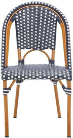 SAFAVIEH Outdoor Collection California Navy/White 18-inch Bistro Side Chair Set of 2 (Fully Assembled)