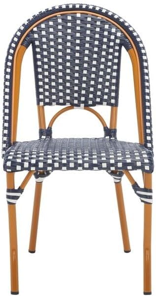 SAFAVIEH Outdoor Collection California Navy/White 18-inch Bistro Side Chair Set of 2 (Fully Assembled)