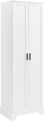 Tall Storage Cabinet, Bathroom Floor Freestanding Storage Cabinet with 2 Doors, 5 Shelves, and Adjustable Shelves for Bathroom, Office, Living Room, White