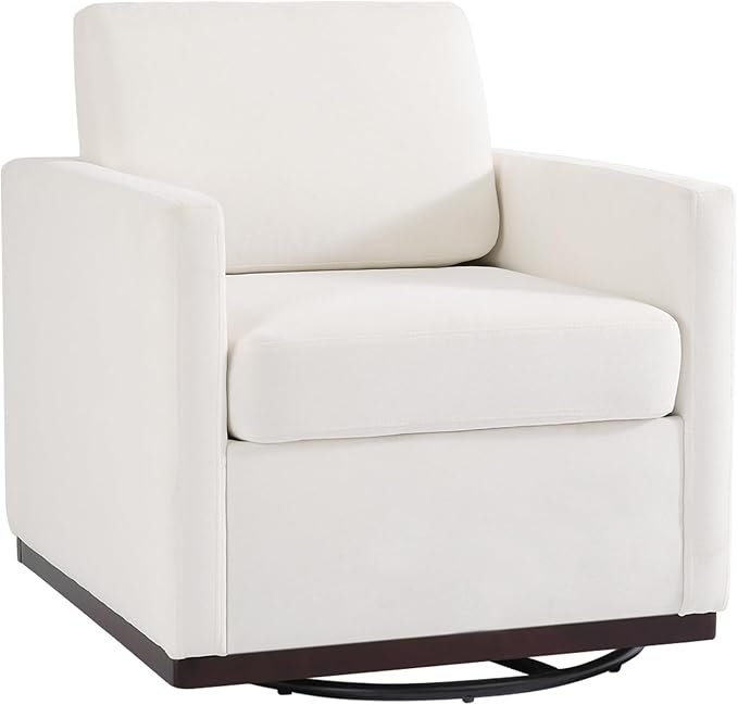 UIXE Swivel Accent Chair, Chenille Upholstered Armchair Comfy Club Chair for Living Room, Mid Century Modern Arm Chair Single Sofa Nook Bedroom Side Reading Seat - Beige