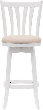 Hillsdale 29.5" Savana Wood Swival Bar Height Stool, White
