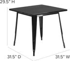 Flash Furniture Felix Commercial Grade 31.5" Square Black Metal Indoor-Outdoor Table