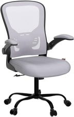 Flysky Ergonomic Office Chair, Mesh Home Office Desk Chair with Flip-up Arms and Lumbar Support, Height Adjustable, Swivel, Gray