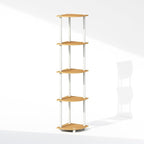 Furinno Turn-N-Tube Corner Shelf, 5-Tier Corner Display Rack, Shelving Unit, for Organization and Storage, Living Room, Home Office, Garage, Bedroom, Beech