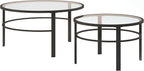 Henn&Hart Round Nested Coffee Table in Blackened Bronze, Coffee Table coffee tables for living room, studio apartment essentials, 36" Wide