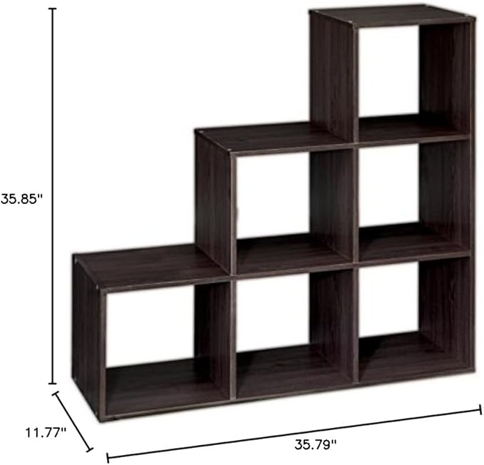 ClosetMaid Cubeicals 3-2-1 Cube Storage Shelf Organizer Bookshelf - Vertical/Horizontal, Easy Assembly - Espresso Wood Finish