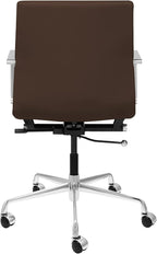 Laura Davidson Furniture SOHO II Ribbed Office Chair - Mid Back Desk Chair, Ergonomically Designed with Arm Rest & Swivel, Made of Faux Leather, Dark Brown, Computer Chair