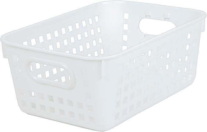 Really Good Stuff Medium Plastic Book Baskets, 11" by 7.5" by 4.5" - 6 Pack, White, Versatile Storage Solution for Classroom, Home and Office, Toy Storage, Multi-Purpose Organizer Basket
