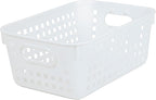 Really Good Stuff Medium Plastic Book Baskets, 11" by 7.5" by 4.5" - 6 Pack, White, Versatile Storage Solution for Classroom, Home and Office, Toy Storage, Multi-Purpose Organizer Basket