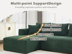 PELUMY 108.7" L-Shaped Modular Sectional Sofa with Oversized Chaise, Cloud Couch with Memory Foam, No Assembly Required Sleeper Sofa for Small Space Living Room, Apartment (Green, Corduroy)