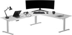 Progressive Desk Stand Up Height Adjustable Standing Desk - L Shaped 85" x 72" Corner Computer Rising Workstation Electric Table - Gray Frame, Warm White Top