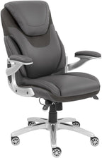 NBF Avanti Faux Leather Executive Office Chair Desk Chair - Ergonomic Chairs with Flip Arms - Modern Office Chair with Iridescent Silver Finish - Lumbar Support Chair (Gray)
