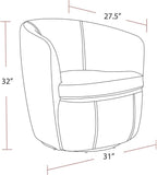 Pemberly Row Vintage Navy All Italian Leather Swivel Club Chair